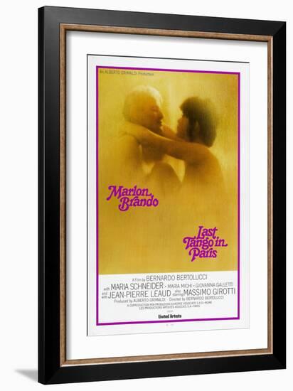 Last Tango in Paris, Marlon Brando, Maria Schneider, US poster, 1972-null-Framed Art Print