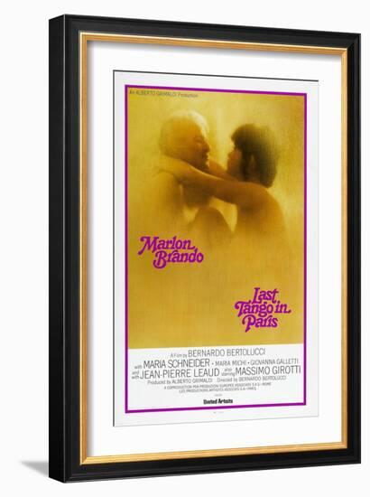 Last Tango in Paris, Marlon Brando, Maria Schneider, US poster, 1972-null-Framed Art Print