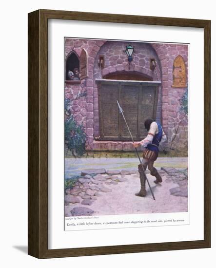 Lastly a Little before Dawn, a Spearman Has Come Staggering to the Moat Side, Pierced by Arrows, 19-Newell Convers Wyeth-Framed Giclee Print