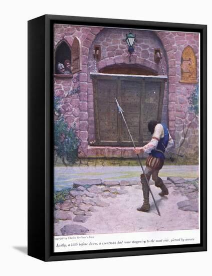 Lastly a Little before Dawn, a Spearman Has Come Staggering to the Moat Side, Pierced by Arrows, 19-Newell Convers Wyeth-Framed Premier Image Canvas