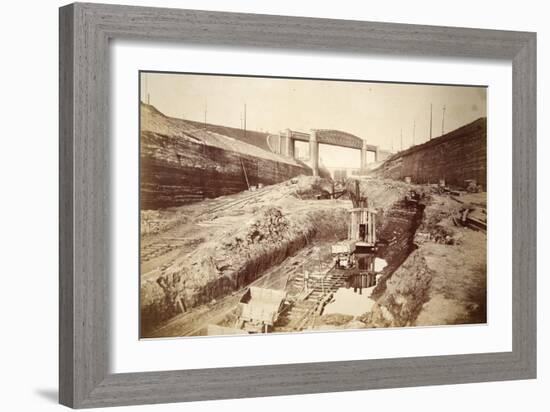 Latchford Viaduct, Showing Locks in Distance (Sepia Photo)-Thomas Birtles-Framed Giclee Print