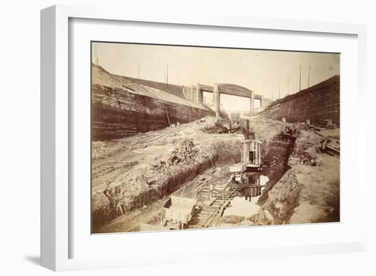 Latchford Viaduct, Showing Locks in Distance (Sepia Photo)-Thomas Birtles-Framed Giclee Print