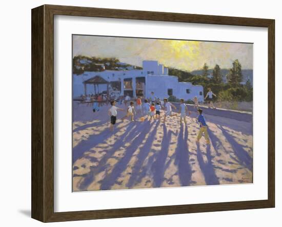 Late Afternoon Football, Ornos, Mykonos-Andrew Macara-Framed Giclee Print