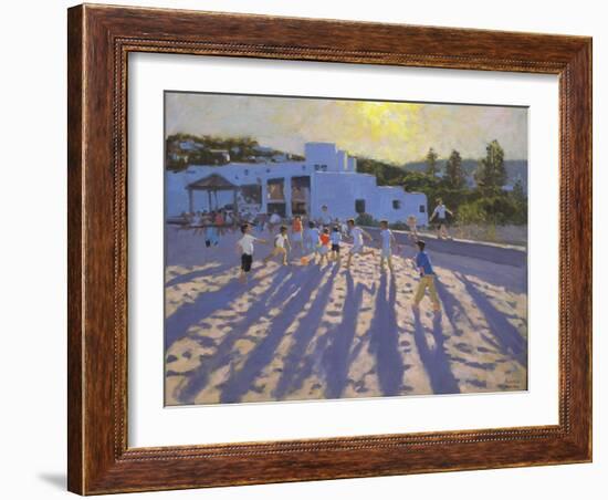 Late Afternoon Football, Ornos, Mykonos-Andrew Macara-Framed Giclee Print