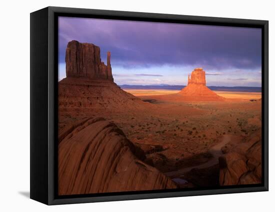 Late Afternoon Light Colors the Rock Formations, Monument Valley, Utah, USA-Janis Miglavs-Framed Premier Image Canvas