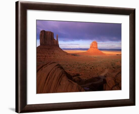 Late Afternoon Light Colors the Rock Formations, Monument Valley, Utah, USA-Janis Miglavs-Framed Photographic Print