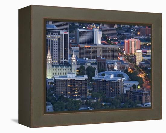 Late Afternoon Light on Mormon Temple Square, Salt Lake Temple and Tabernacle, Salt Lake City-Dennis Flaherty-Framed Premier Image Canvas