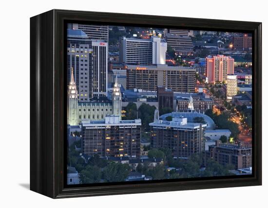 Late Afternoon Light on Mormon Temple Square, Salt Lake Temple and Tabernacle, Salt Lake City-Dennis Flaherty-Framed Premier Image Canvas