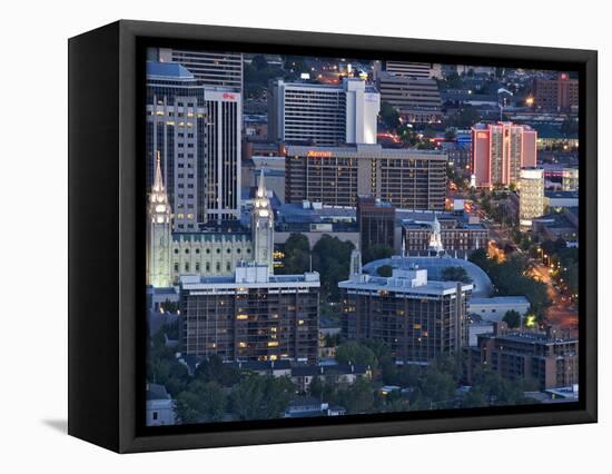 Late Afternoon Light on Mormon Temple Square, Salt Lake Temple and Tabernacle, Salt Lake City-Dennis Flaherty-Framed Premier Image Canvas