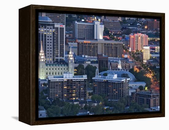 Late Afternoon Light on Mormon Temple Square, Salt Lake Temple and Tabernacle, Salt Lake City-Dennis Flaherty-Framed Premier Image Canvas