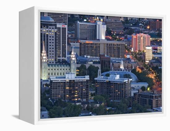 Late Afternoon Light on Mormon Temple Square, Salt Lake Temple and Tabernacle, Salt Lake City-Dennis Flaherty-Framed Premier Image Canvas