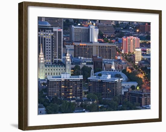 Late Afternoon Light on Mormon Temple Square, Salt Lake Temple and Tabernacle, Salt Lake City-Dennis Flaherty-Framed Photographic Print