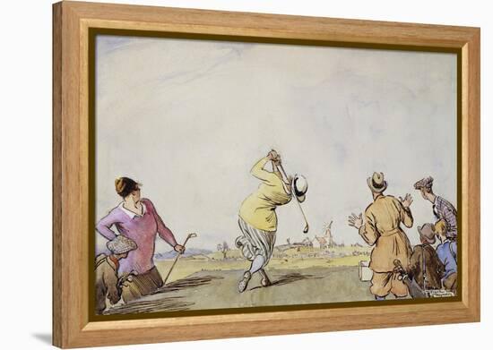 Late Edwardian Golfing Scene-Stapleton Collection-Framed Premier Image Canvas