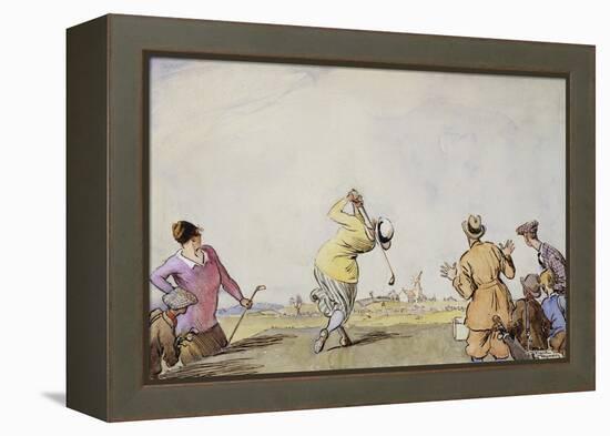 Late Edwardian Golfing Scene-Stapleton Collection-Framed Premier Image Canvas