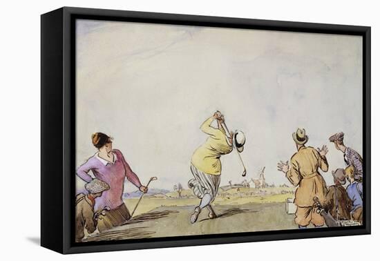 Late Edwardian Golfing Scene-Stapleton Collection-Framed Premier Image Canvas