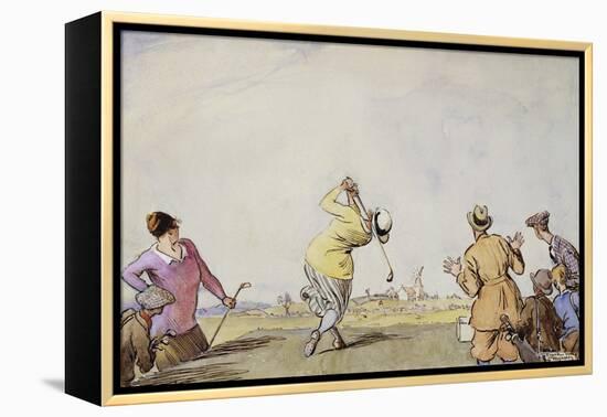 Late Edwardian Golfing Scene-Stapleton Collection-Framed Premier Image Canvas