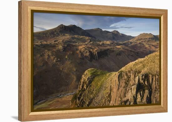 Late evening light on the Scafells from above Hardknott Fort, Lake District National Park, Cumbria,-Jon Gibbs-Framed Premier Image Canvas