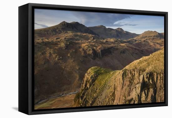 Late evening light on the Scafells from above Hardknott Fort, Lake District National Park, Cumbria,-Jon Gibbs-Framed Premier Image Canvas