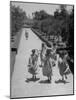 Late For Graduation, Five Seniors Holding on to Their Caps and Race to the Ceremony-Ed Clark-Mounted Photographic Print