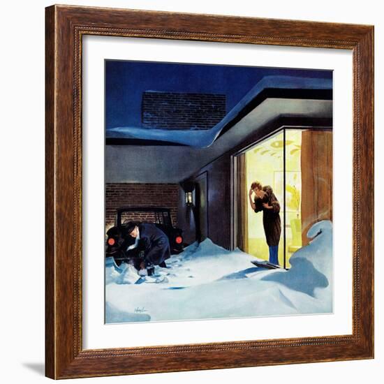 "Late for Party Due to Snow," January 27, 1962-George Hughes-Framed Giclee Print