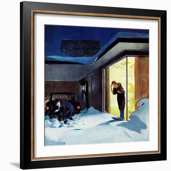 "Late for Party Due to Snow," January 27, 1962-George Hughes-Framed Giclee Print