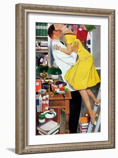 Late in Love - Saturday Evening Post "Leading Ladies", November 22, 1958 pg.30-Fritz Willis-Framed Giclee Print