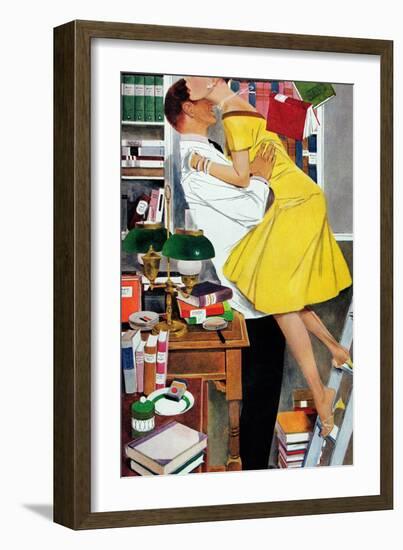 Late in Love - Saturday Evening Post "Leading Ladies", November 22, 1958 pg.30-Fritz Willis-Framed Giclee Print