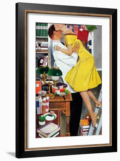 Late in Love - Saturday Evening Post "Leading Ladies", November 22, 1958 pg.30-Fritz Willis-Framed Giclee Print