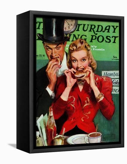 "Late Night Snack," Saturday Evening Post Cover, March 22, 1941-John LaGatta-Framed Premier Image Canvas