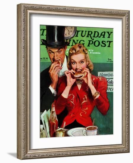 "Late Night Snack," Saturday Evening Post Cover, March 22, 1941-John LaGatta-Framed Giclee Print