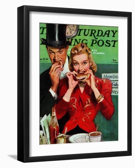 "Late Night Snack," Saturday Evening Post Cover, March 22, 1941-John LaGatta-Framed Giclee Print