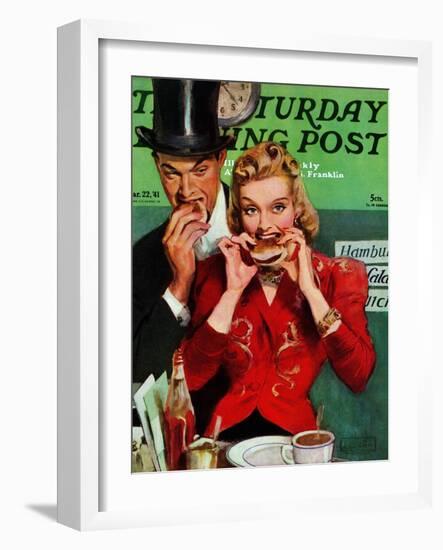 "Late Night Snack," Saturday Evening Post Cover, March 22, 1941-John LaGatta-Framed Giclee Print