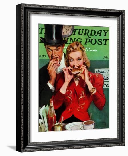 "Late Night Snack," Saturday Evening Post Cover, March 22, 1941-John LaGatta-Framed Giclee Print