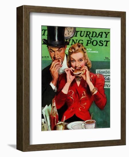 "Late Night Snack," Saturday Evening Post Cover, March 22, 1941-John LaGatta-Framed Giclee Print