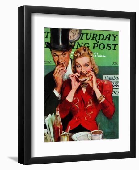 "Late Night Snack," Saturday Evening Post Cover, March 22, 1941-John LaGatta-Framed Giclee Print