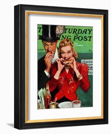 "Late Night Snack," Saturday Evening Post Cover, March 22, 1941-John LaGatta-Framed Giclee Print