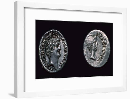 Late republican denarii with Mark Antony and Augustus Caesar, 1st century BC. Artist: Unknown-Unknown-Framed Giclee Print