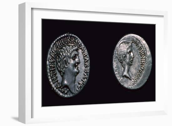 Late republican denarii with Mark Antony and Augustus Caesar, 1st century BC. Artist: Unknown-Unknown-Framed Giclee Print
