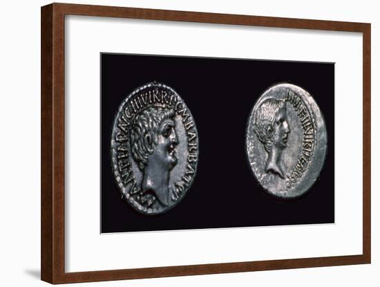 Late republican denarii with Mark Antony and Augustus Caesar, 1st century BC. Artist: Unknown-Unknown-Framed Giclee Print