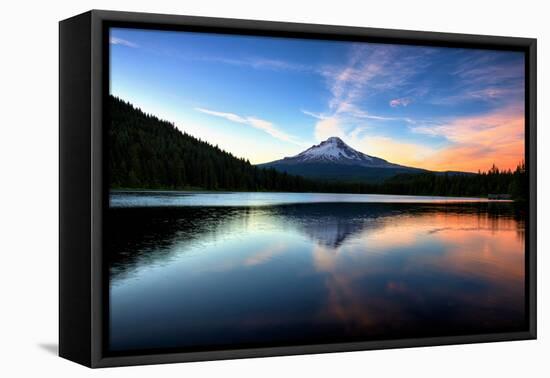 Late Sunset Reflection and Clouds at Trillium Lake, Mount Hood Oregon-Vincent James-Framed Premier Image Canvas