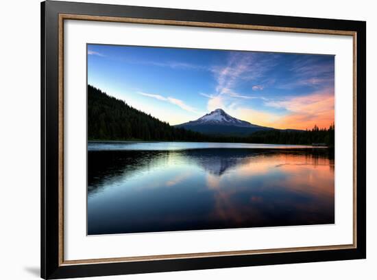 Late Sunset Reflection and Clouds at Trillium Lake, Mount Hood Oregon-Vincent James-Framed Photographic Print