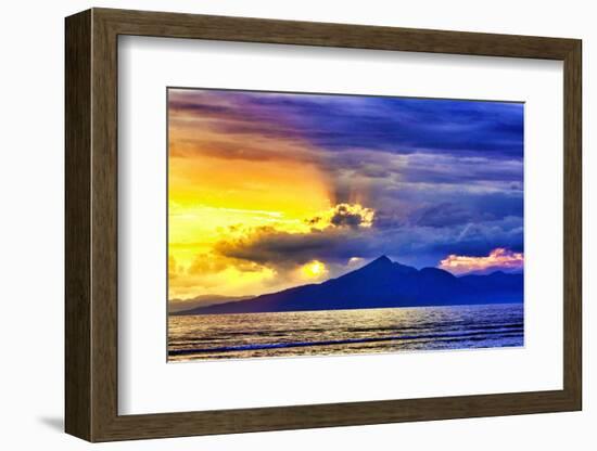 Late sunset view of Mount Agung volcano on the island of Bali, Indonesia.-Greg Johnston-Framed Photographic Print