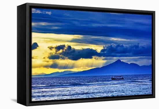 Late sunset view of Mount Agung volcano on the island of Bali, Indonesia.-Greg Johnston-Framed Premier Image Canvas
