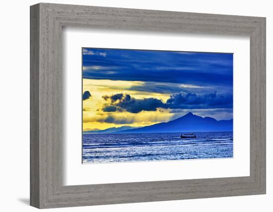 Late sunset view of Mount Agung volcano on the island of Bali, Indonesia.-Greg Johnston-Framed Photographic Print
