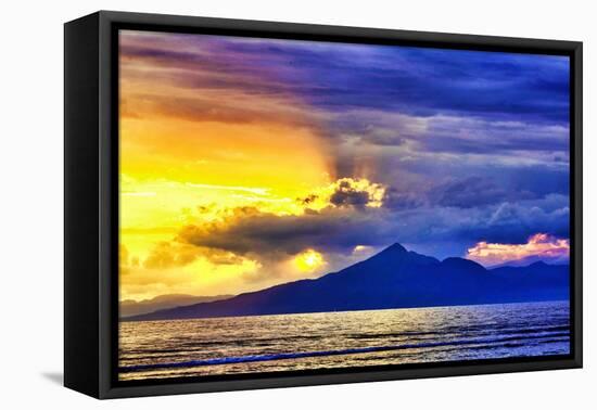 Late sunset view of Mount Agung volcano on the island of Bali, Indonesia.-Greg Johnston-Framed Premier Image Canvas