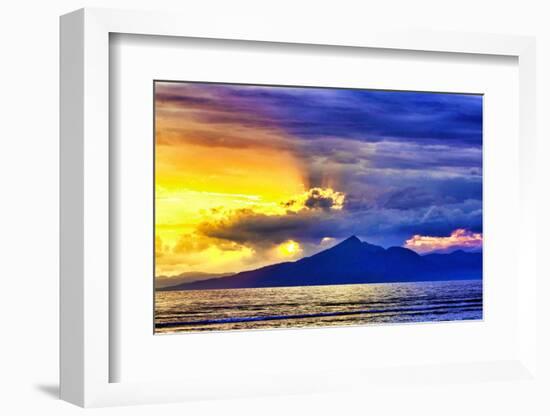 Late sunset view of Mount Agung volcano on the island of Bali, Indonesia.-Greg Johnston-Framed Photographic Print