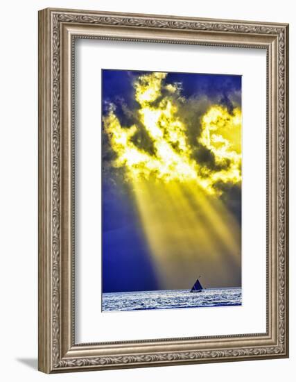 Late sunset view of Mount Agung volcano on the island of Bali, Indonesia.-Greg Johnston-Framed Photographic Print