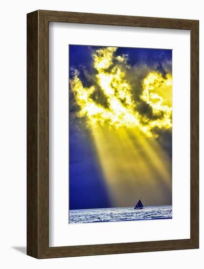 Late sunset view of Mount Agung volcano on the island of Bali, Indonesia.-Greg Johnston-Framed Photographic Print