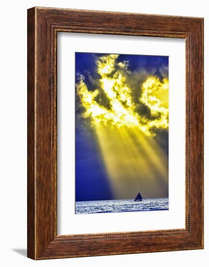Late sunset view of Mount Agung volcano on the island of Bali, Indonesia.-Greg Johnston-Framed Photographic Print