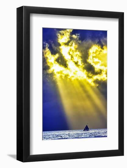 Late sunset view of Mount Agung volcano on the island of Bali, Indonesia.-Greg Johnston-Framed Photographic Print